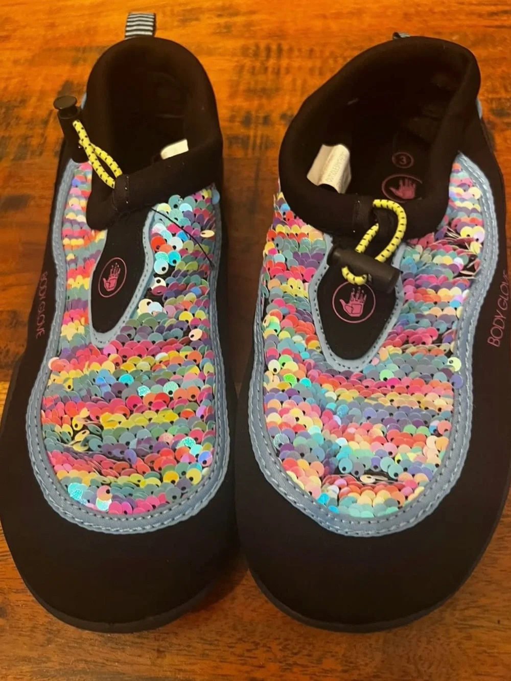 Body Glove Pastel Sequin Water Shoes with Blue Trim